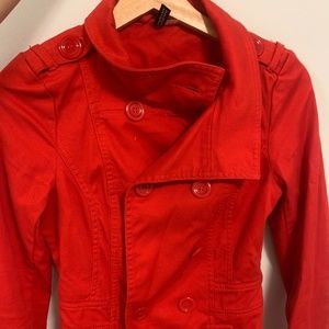 Red denim jacket